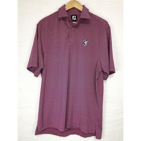 FootJoy Other - Footjoy Shirt Mens M Pink Stripe Polo Polyester Blue Golf Colorful Bright